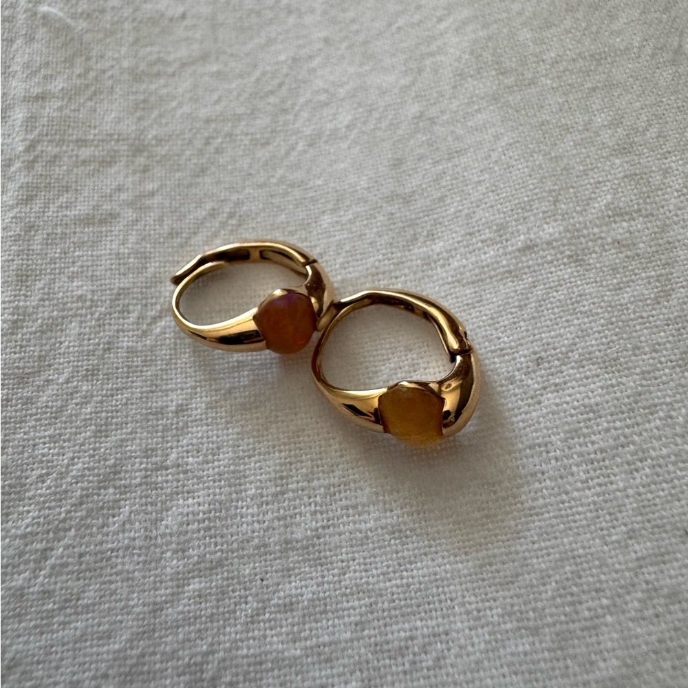 Gold-Tone Yellow Stone Hoop Earrings